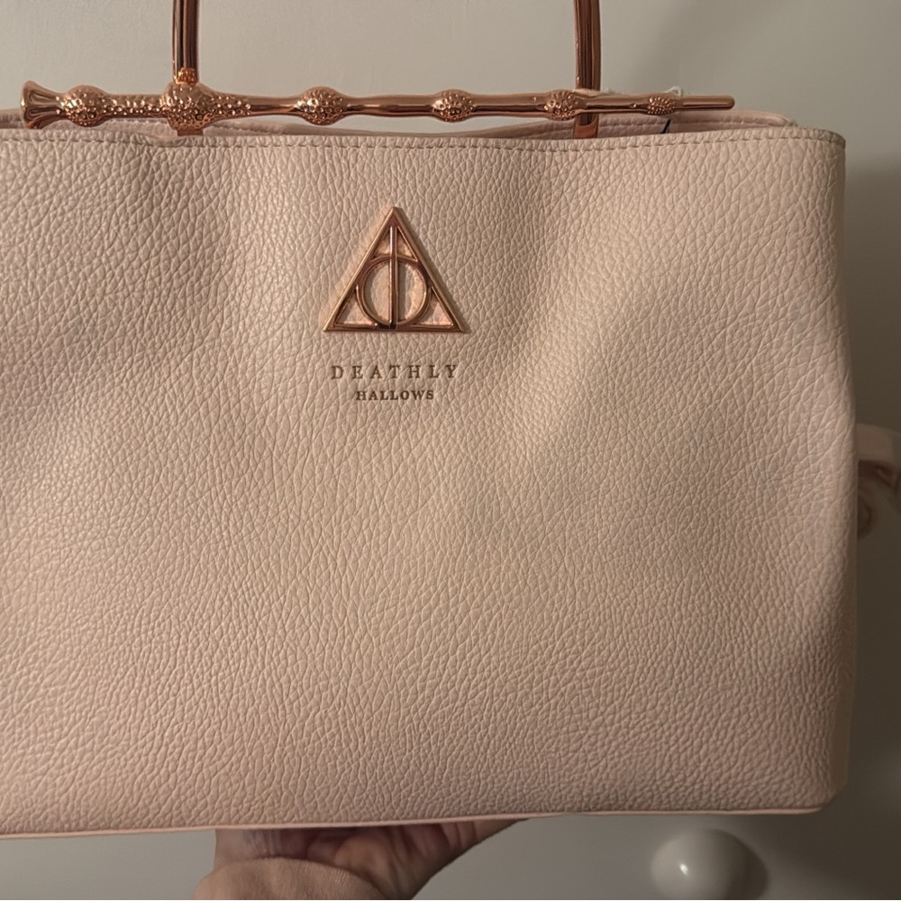 Loungefly Harry Potter Elderwand Pink Tote with Rose Gold Accents